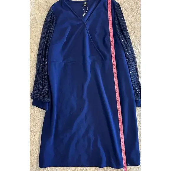 Emery Rose Women's Size 5XL Navy Sequin Sleeve Sheath Knee Length Dress #0421 - Picture 10 of 14